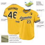 Custom Name Number Personalized Black White Gold Baseball Jersey Authentic Throwback Team Apparel Personalized Gold Black-White