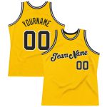 Personalized Gold Black White Basketball Jersey Authentic Throwback Personalized Gold Black-White Authentic Throwback Basketball