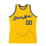 Personalized Gold Black White Basketball Jersey Authentic Throwback Personalized Gold Black-White Authentic Throwback Basketball