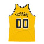 Personalized Gold Black White Basketball Jersey Authentic Throwback Personalized Gold Black-White Authentic Throwback Basketball