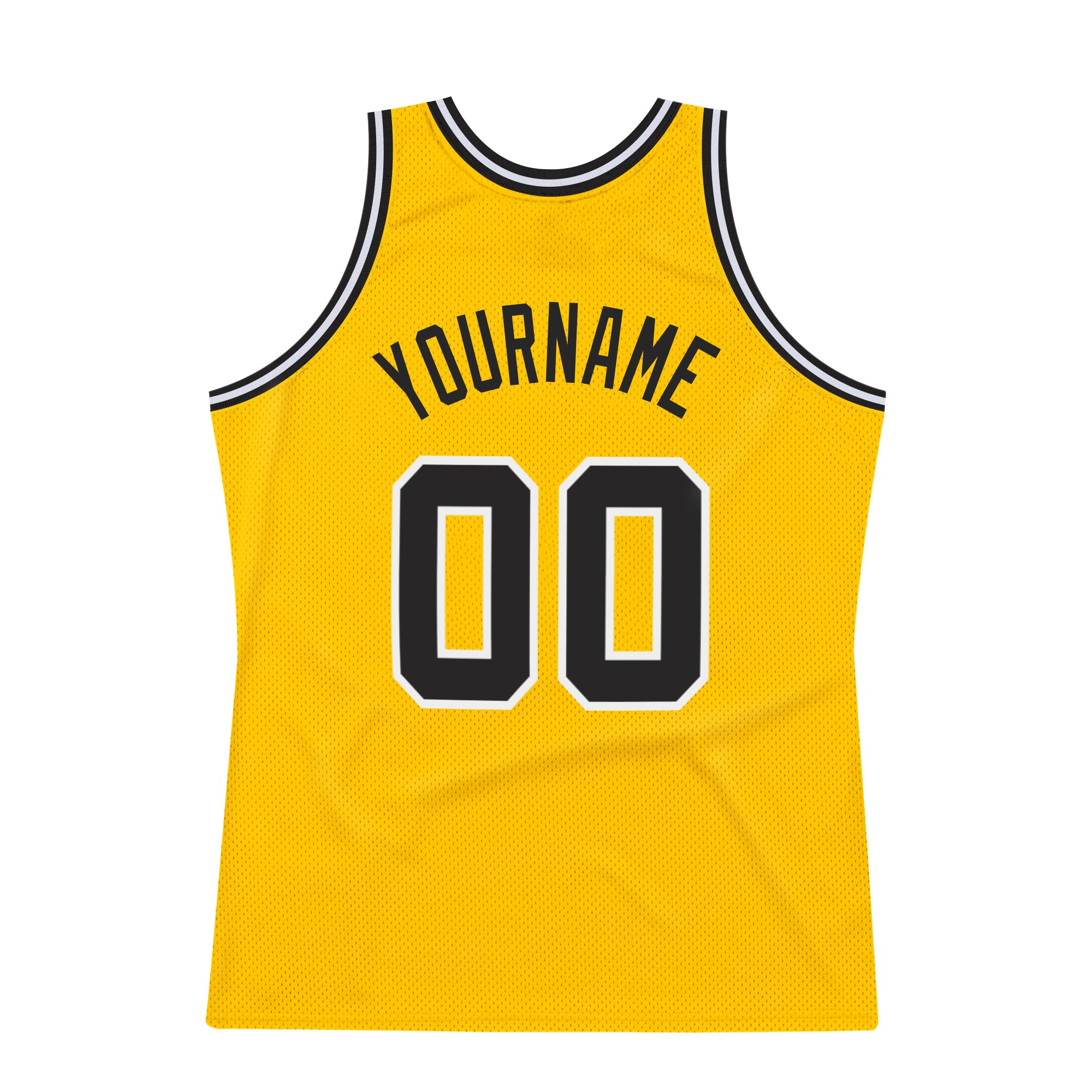 Personalized Gold Black-White Authentic Throwback Basketball Jersey Personalized Gold Black White Basketball Jersey Authentic Throwback Personalized Gold Black-White Authentic Throwback Basketball - Image 6