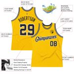 Personalized Gold Black White Basketball Jersey Authentic Throwback Personalized Gold Black-White Authentic Throwback Basketball