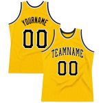 Custom Name Number Throwback Basketball Jersey - Personalized Gold Black-White Authentic Team Jersey Personalized Gold Black-White