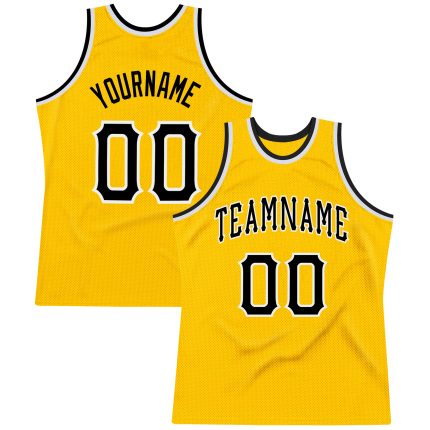 Custom Name Number Throwback Basketball Jersey - Personalized Gold Black-White Authentic Team Jersey Personalized Gold Black-White