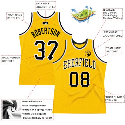 Custom Name Number Throwback Basketball Jersey - Personalized Gold Black-White Authentic Team Jersey Personalized Gold Black-White