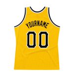 Custom Name Number Throwback Basketball Jersey - Personalized Gold Black-White Authentic Team Jersey Personalized Gold Black-White