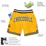 Personalized Gold Black-White Authentic Basketball Shorts for Men Personalized Gold Black-White Authentic Throwback Basketball