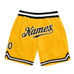 Custom Name Number Black White Gold Throwback Basketball Shorts - Personalized Team Apparel Personalized Gold Black-White