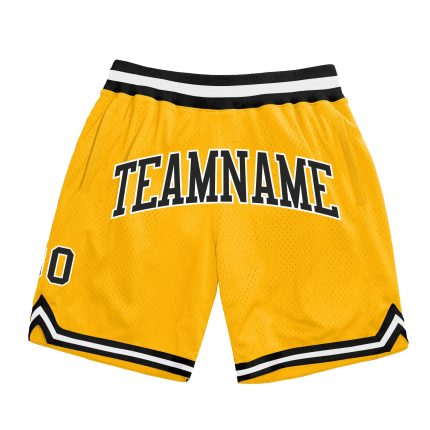 Personalized Gold Black-White Authentic Basketball Shorts for Men Personalized Gold Black-White Authentic Throwback Basketball