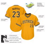 Personalized Gold Black-White Baseball Jersey Shirt - Authentic Throwback Rib-Knit Style Personalized Gold Black-White Authentic