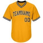Personalized Gold Black-White Baseball Jersey Shirt - Authentic Throwback Rib-Knit Style Personalized Gold Black-White Authentic