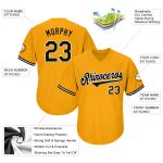 Custom Team Name Number Baseball Jersey Shirt - Personalized Gold Black-White Authentic Throwback Rib-Knit Personalized Gold