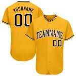 Custom Name Number Personalized Baseball Jersey in Gold Black White Personalized Gold Black-White Baseball Jersey Team Custom