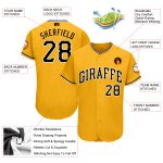 Custom Name Number Personalized Baseball Jersey in Gold Black White Personalized Gold Black-White Baseball Jersey Team Custom