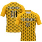 Personalized Gold Black White Geometric Volleyball Jersey Uniform for Sublimation Printing Personalized Gold Black-White