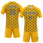 Personalized Gold Black White Geometric Volleyball Jersey Uniform for Sublimation Printing Personalized Gold Black-White