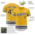 Custom Name and Number Personalized Baseball Jersey - Gold Black-White Line Authentic Team Jersey Personalized Gold Black-White