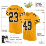 Custom Team Jersey with Personalized Name & Number, Black-White Gold Mesh Football Jersey Personalized Gold Black-White Mesh