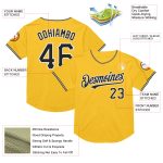 Custom Name Number Baseball Jersey - Personalized Authentic Gold Black White Mesh Throwback Style Personalized Gold Black-White
