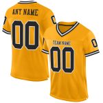 Custom Name and Number Personalized Gold Black White Mesh Football Jersey - Authentic Throwback Team Jersey Personalized