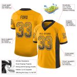 Custom Name Number Football Jersey - Personalized Black White Gold Mesh Drift Fashion Team Apparel Personalized Gold Black-White