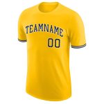 Custom Team Performance T-Shirt with Personalized Gold Black-White Design, Name & Number Personalized Gold Black-White Performance