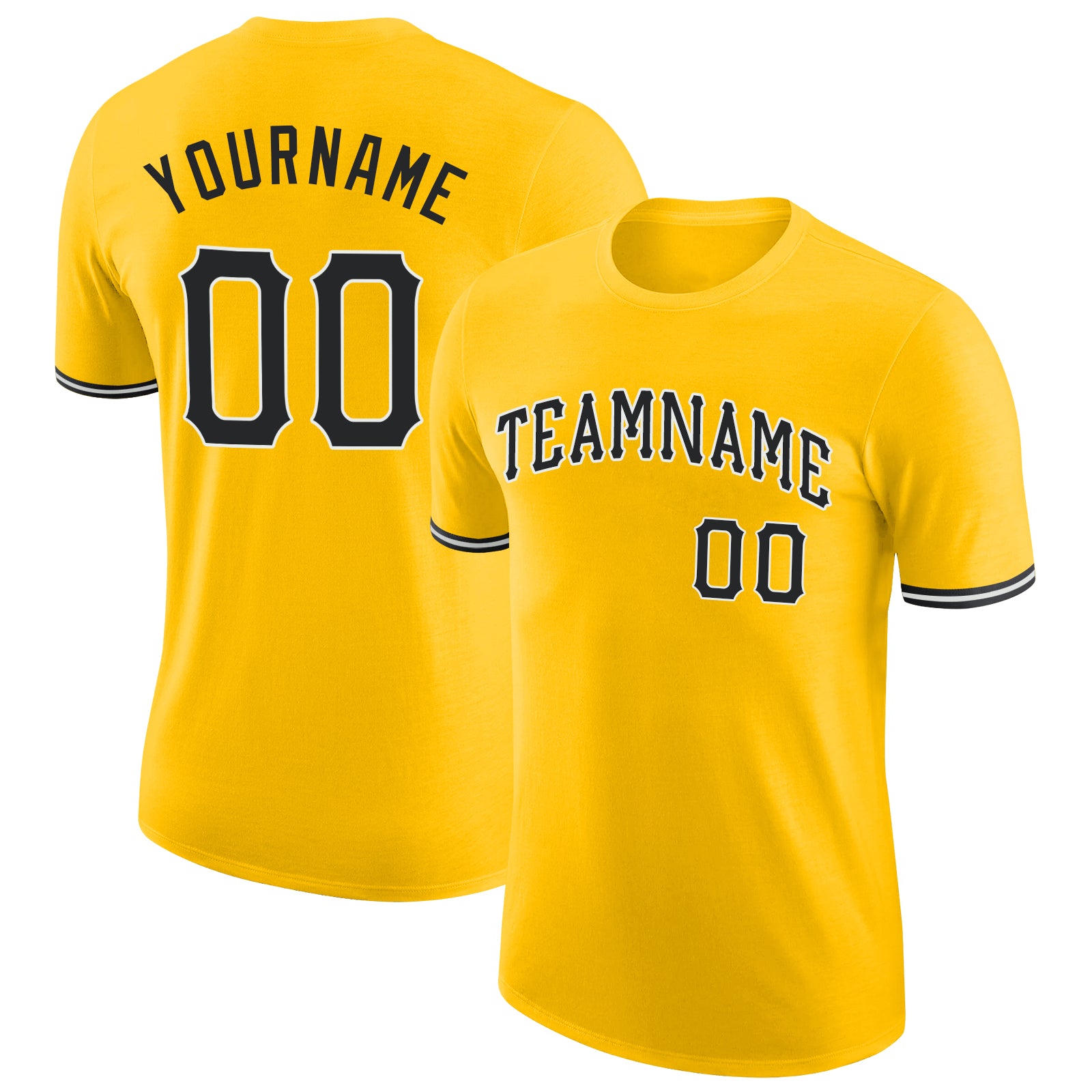 Custom Team Performance T-Shirt with Personalized Gold Black-White Design, Name & Number Personalized Gold Black-White Performance