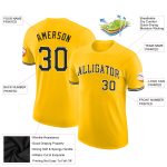 Custom Team Performance T-Shirt with Personalized Gold Black-White Design, Name & Number Personalized Gold Black-White Performance