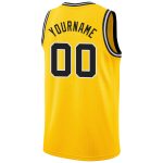 Custom Basketball Jersey with Personalized Name and Number, Gold Black-White Round Neck Rib-Knit Design Personalized Gold