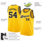 Custom Basketball Jersey with Personalized Name and Number, Gold Black-White Round Neck Rib-Knit Design Personalized Gold