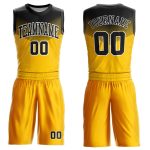 Personalized Gold Black White Basketball Jersey Sublimation Round Neck Suit Personalized Gold Black-White Round Neck Sublimation