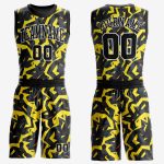 Custom Name Number Basketball Jersey Sublimation Round Neck Gold Black-White Team Suit Personalized Gold Black-White Round