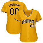 Custom Name and Number Personalized Softball Jersey in Gold Black-White Design for Teams Personalized Gold Black-White Softball