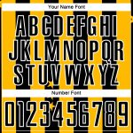 Custom Soccer Jersey with Personalized Name and Number, Gold Black-White Stars and Squares Design Personalized Gold Black-White