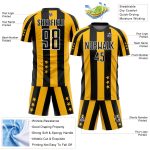 Custom Soccer Jersey with Personalized Name and Number, Gold Black-White Stars and Squares Design Personalized Gold Black-White