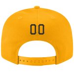 Custom Team Name Number Black White Gold Adjustable Snapback Hat - Personalized Stitched Cap Personalized Gold Black-White