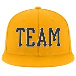Custom Team Name Number Black White Gold Adjustable Snapback Hat - Personalized Stitched Cap Personalized Gold Black-White