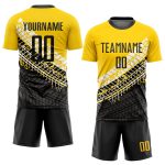 Personalized Gold Black-White Soccer Jersey Uniform for Custom Team Wear Personalized Gold Black-White Sublimation Soccer