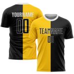 Custom Name and Number Soccer Jersey - Personalized Gold Black-White Sublimation Split Fashion Uniform Personalized Gold
