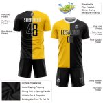 Custom Name and Number Soccer Jersey - Personalized Gold Black-White Sublimation Split Fashion Uniform Personalized Gold