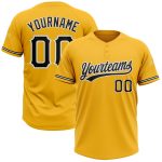 Custom Black-White Gold Two-Button Unisex Softball Jersey - Personalized Design for Team Spirit Personalized Gold Black-White
