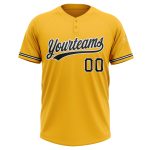 Custom Black-White Gold Two-Button Unisex Softball Jersey - Personalized Design for Team Spirit Personalized Gold Black-White