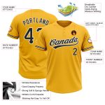 Custom Black-White Gold Two-Button Unisex Softball Jersey - Personalized Design for Team Spirit Personalized Gold Black-White