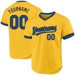 Custom Name and Number Personalized Gold Blue-Black Authentic Baseball Jersey - Team Apparel Personalized Gold Blue-Black