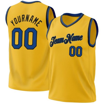 Personalized Gold Basketball Jersey - Black Authentic Throwback Style Personalized Gold Blue-Black Authentic Throwback Basketball