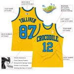 Custom Name & Number Personalized Gold Blue-Black Basketball Jersey - Authentic Throwback Style Personalized Gold Blue-Black