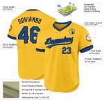 Custom Name and Number Personalized Gold Blue-Navy Baseball Jersey - Authentic Throwback Team Jersey Personalized Gold Blue-Navy