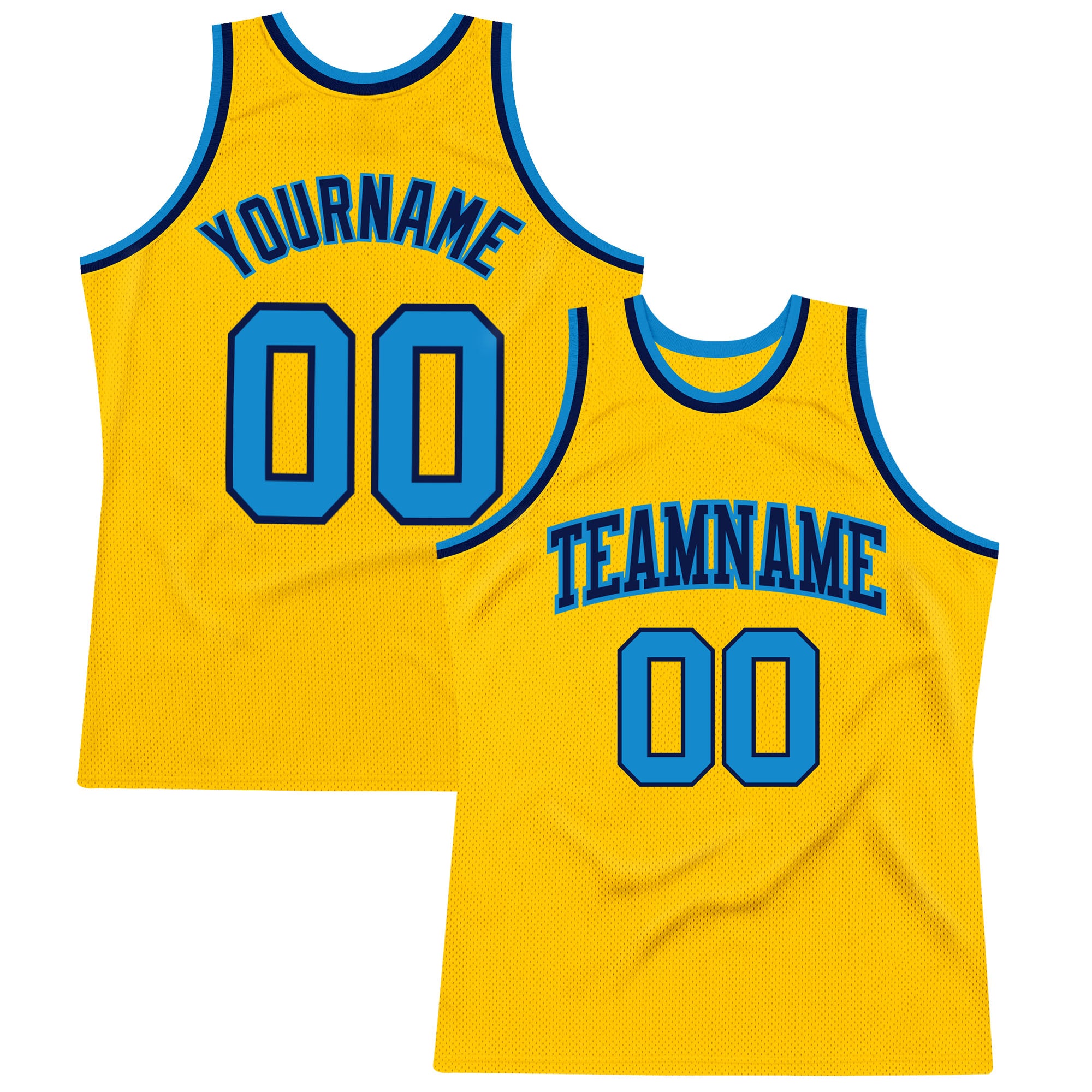 Custom Name Number Personalized Gold Blue-Navy Basketball Jersey - Authentic Throwback Team Jersey Personalized Gold Blue-Navy