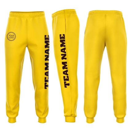 Custom Name and Number Personalized Fleece Jogger Sweatpants in Gold Brown Personalized Gold Brown Fleece Jogger Sweatpants