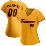 Custom Name Number Personalized Gold Brown-Orange Baseball Jersey - Authentic Team Apparel Personalized Gold Brown-Orange